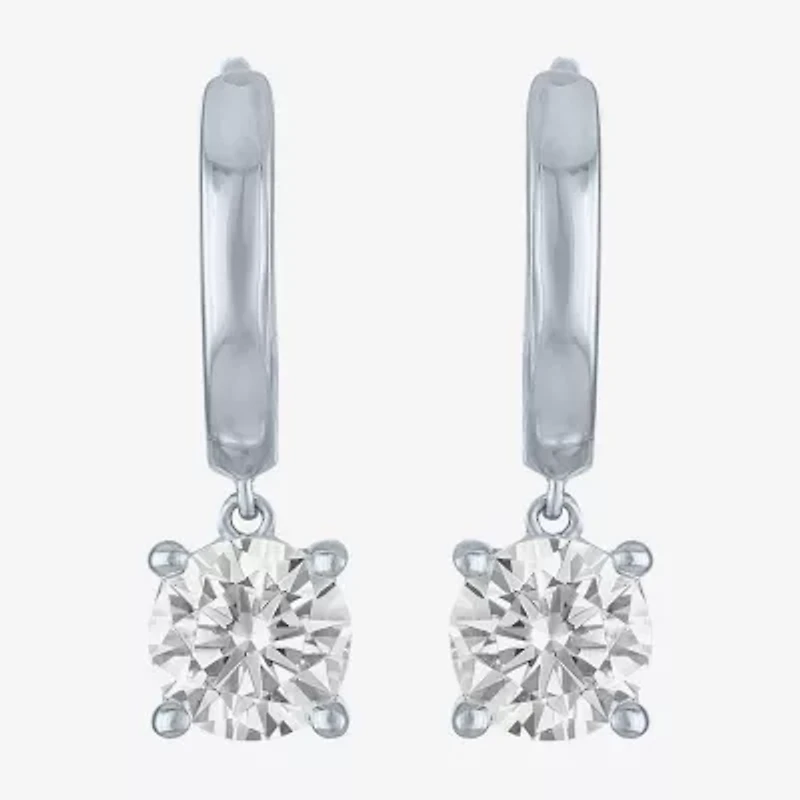 G-H / Si2-I1 Womens 1 CT. T.W. Lab Grown White Diamond 10K Gold 16.9mm Round Hoop Earrings