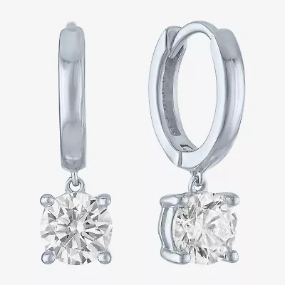 G-H / Si2-I1 Womens 1 CT. T.W. Lab Grown White Diamond 10K Gold 16.9mm Round Hoop Earrings