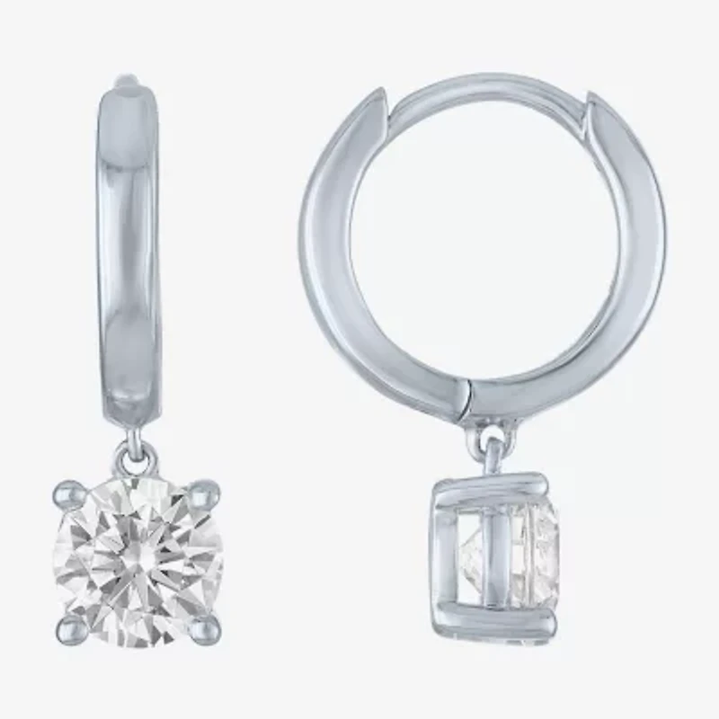 G-H / Si2-I1 Womens 1 CT. T.W. Lab Grown White Diamond 10K Gold 16.9mm Round Hoop Earrings