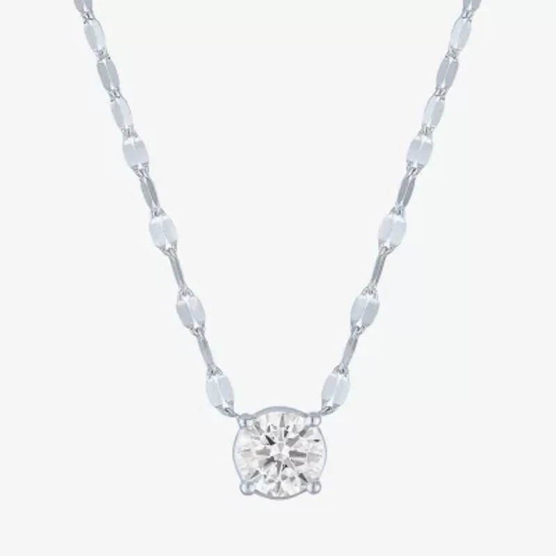 Diamond Addiction (E-F / Vs1-Vs2) Womens 1 CT. T.W. Lab Grown White Diamond 10K White Gold Round 18 Inch Pendant Necklace
