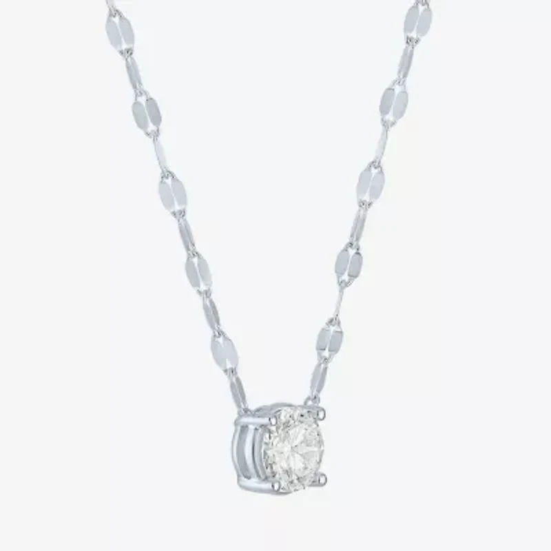 Diamond Addiction (E-F / Vs1-Vs2) Womens 1 CT. T.W. Lab Grown White Diamond 10K White Gold Round 18 Inch Pendant Necklace