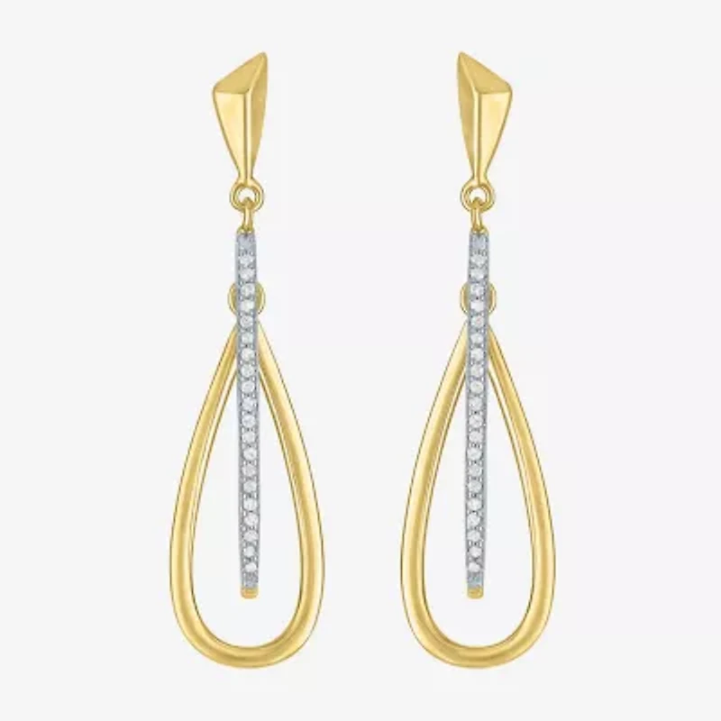 G-H / Si2-I1 Womens 1/10 CT. T.W. Lab Grown White Diamond 14K Gold Over Silver Drop Earrings