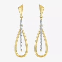 G-H / Si2-I1 Womens 1/10 CT. T.W. Lab Grown White Diamond 14K Gold Over Silver Drop Earrings