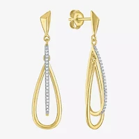 G-H / Si2-I1 Womens 1/10 CT. T.W. Lab Grown White Diamond 14K Gold Over Silver Drop Earrings