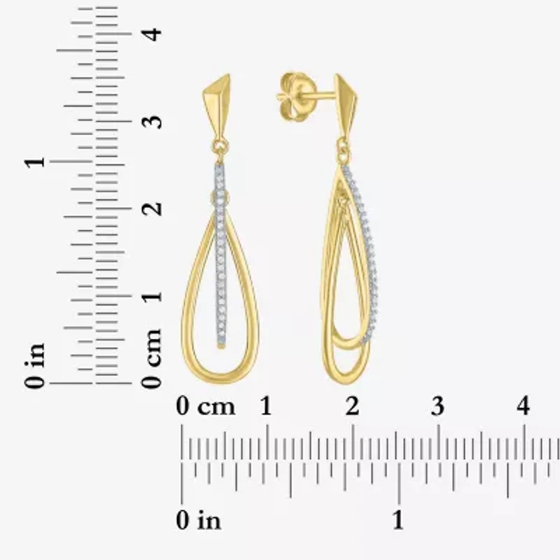G-H / Si2-I1 Womens 1/10 CT. T.W. Lab Grown White Diamond 14K Gold Over Silver Drop Earrings