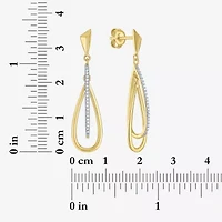G-H / Si2-I1 Womens 1/10 CT. T.W. Lab Grown White Diamond 14K Gold Over Silver Drop Earrings