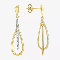 G-H / Si2-I1 Womens 1/10 CT. T.W. Lab Grown White Diamond 14K Gold Over Silver Drop Earrings