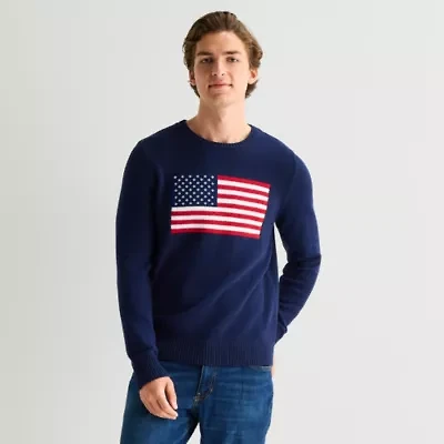 St. John's Bay Americana Mens Crew Neck Long Sleeve Pullover Sweater