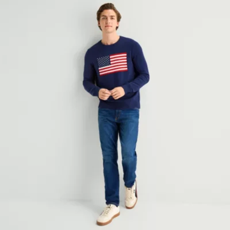 St. John's Bay Americana Mens Crew Neck Long Sleeve Pullover Sweater