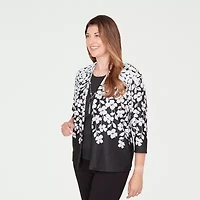 Alfred Dunner Barcelona Womens Round Neck 3/4 Sleeve Layered Top