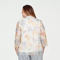 Alfred Dunner Al Fresco Womens Plus 3/4 Sleeve Layered Top