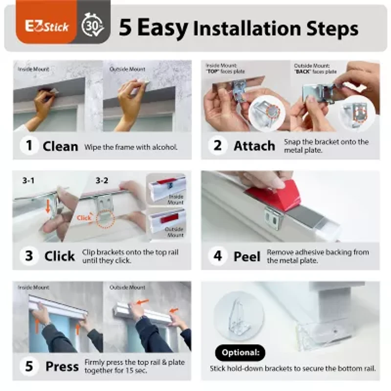 Eco Estates Ez Stick 1.5" Cut-To-Width Cordless 100% Blackout Cellular Shade