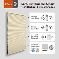 Eco Estates Ez Stick 1.5" Cut-To-Width Cordless 100% Blackout Cellular Shade