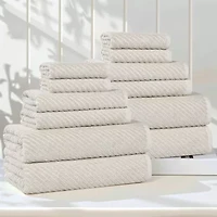SUPERIOR® Amlia Collection | 80% Cotton 20% Viscose 12-pc. Quick Dry Solid Bath Towel Set