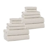 SUPERIOR® Amlia Collection | 80% Cotton 20% Viscose 12-pc. Quick Dry Solid Bath Towel Set