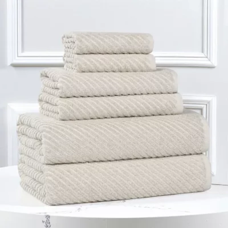 SUPERIOR® Amlia Collection | 80% Cotton 20% Viscose 6-pc. Quick Dry Solid Bath Towel Set