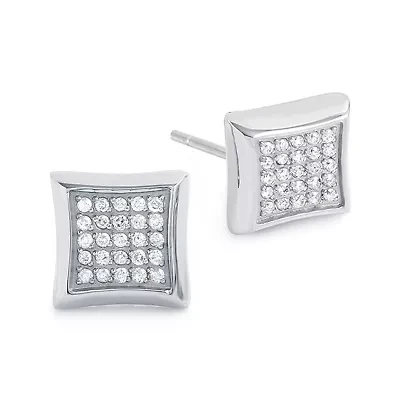 Mens 1/4 CT. T.W. Diamond Stainless Steel Stud Earrings