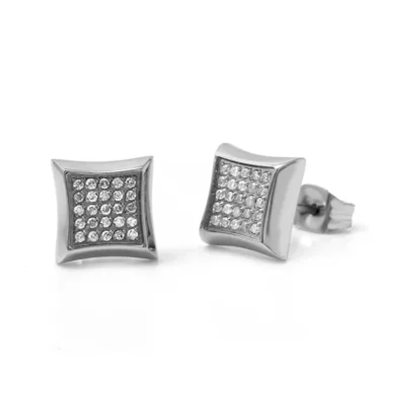 Mens 1/4 CT. T.W. Diamond Stainless Steel Stud Earrings