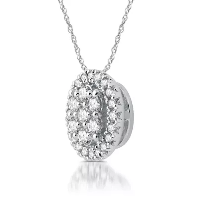 Diamond Blossom Womens 1/2 CT. T.W. Natural White Diamond 10K Gold Round 18 Inch Pendant Necklace