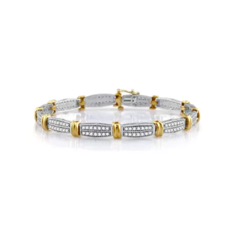 Womens 2 CT. T.W. Natural White Diamond 10K Gold 7.5 Inch Tennis Bracelet