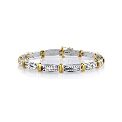 Womens 2 CT. T.W. Natural White Diamond 10K Gold 7.5 Inch Tennis Bracelet