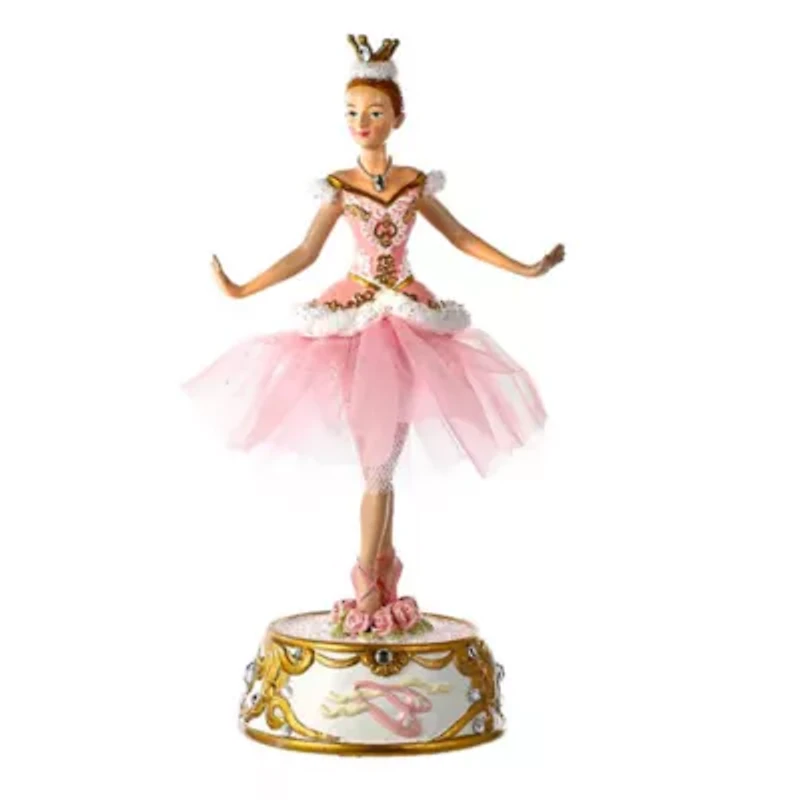 Kurt Adler 10" Pink Ballerina Figure With Musical Base Table Piece