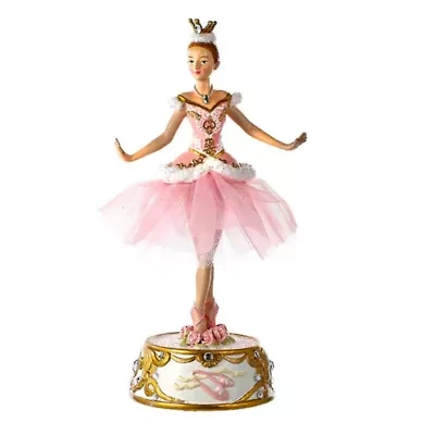 Kurt Adler 10" Pink Ballerina Figure With Musical Base Table Piece