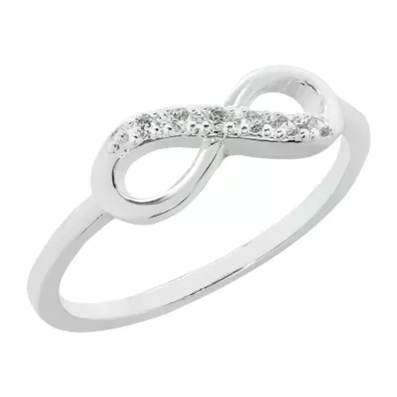 Sparkle Allure Womens 2MM White Cubic Zirconia Pure Silver Over Brass Hypoallergenic Band