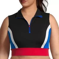 Sports Illustrated Womens Plus Sleeveless Active Crop Top