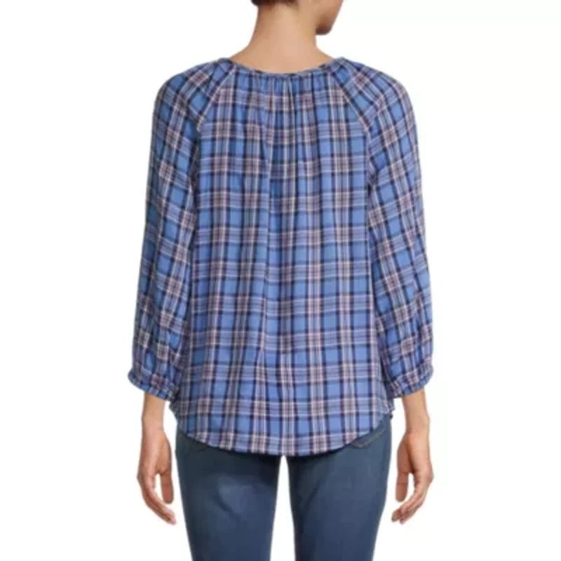 St. John's Bay Womens U Neck 3/4 Sleeve Blouse