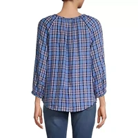 St. John's Bay Womens U Neck 3/4 Sleeve Blouse