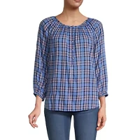 St. John's Bay Womens U Neck 3/4 Sleeve Blouse