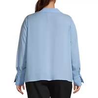 Worthington Womens Long Sleeve Cuffed Sleeve Regular Fit Plus Button-Down Shirt
