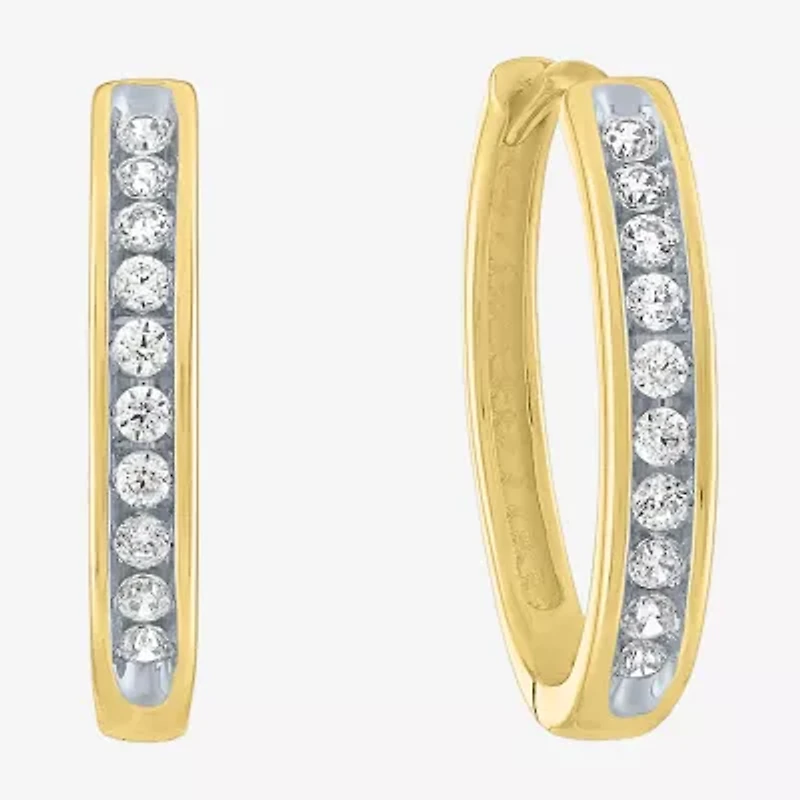 (G-H / Si2-I1) Womens 1/6 CT. T.W. Lab Grown White Diamond 10K Gold 15.5mm Hoop Earrings
