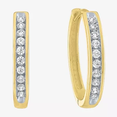 (G-H / Si2-I1) Womens 1/6 CT. T.W. Lab Grown White Diamond 10K Gold 15.5mm Hoop Earrings