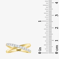 (G-H / Si2-I1) Womens 1/3 CT. T.W. Lab Grown White Diamond 10K Gold Crossover Cocktail Ring