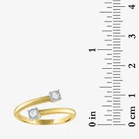 Diamond Addiction (G-H / Si2-I1) Womens 1/10 CT. T.W. Lab Grown White 10K Gold Round Delicate Bypass  Cocktail Ring