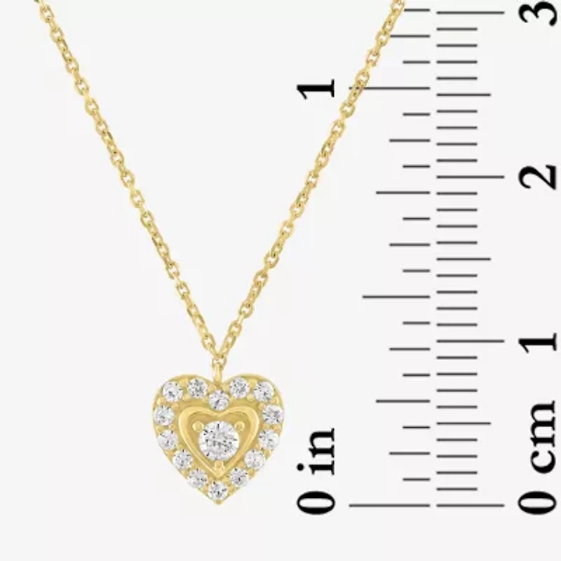 (G-H / Si2-I1) Womens 1/6 CT. T.W. Lab Grown White Diamond 10K Gold Heart 18 Inch Pendant Necklace