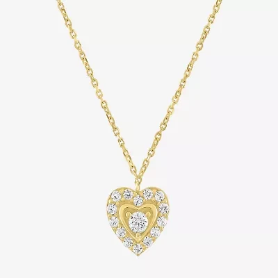 (G-H / Si2-I1) Womens 1/6 CT. T.W. Lab Grown White Diamond 10K Gold Heart 18 Inch Pendant Necklace