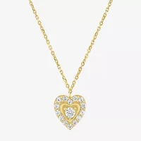 (G-H / Si2-I1) Womens 1/6 CT. T.W. Lab Grown White Diamond 10K Gold Heart 18 Inch Pendant Necklace