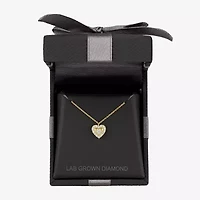 (G-H / Si2-I1) Womens 1/6 CT. T.W. Lab Grown White Diamond 10K Gold Heart 18 Inch Pendant Necklace