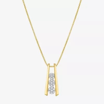 Diamond Blossom Linear (G-H / Si2-I1) Womens 1/10 CT. T.W. Lab Grown White Diamond 14K Gold Over Silver 18 Inch Pendant Necklace