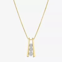 Diamond Blossom Linear (G-H / Si2-I1) Womens 1/10 CT. T.W. Lab Grown White Diamond 14K Gold Over Silver 18 Inch Pendant Necklace