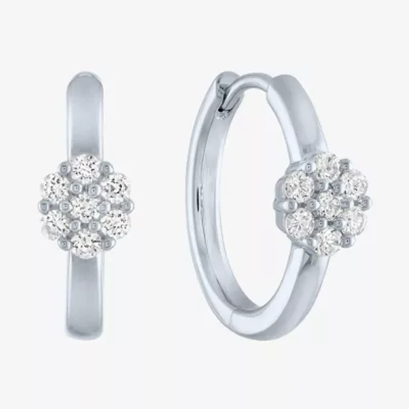 Diamond Blossom (G-H / Si2-I1) Womens 1/4 CT. T.W. Lab Grown White Diamond Sterling Silver 15mm Hoop Earrings