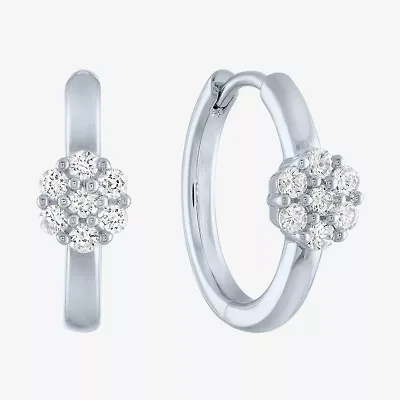 Diamond Blossom (G-H / Si2-I1) Womens 1/4 CT. T.W. Lab Grown White Diamond Sterling Silver 15mm Hoop Earrings