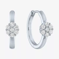 Diamond Blossom (G-H / Si2-I1) Womens 1/4 CT. T.W. Lab Grown White Diamond Sterling Silver 15mm Hoop Earrings