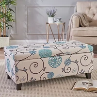 Breanna Tufted Upholstered Floral Ottoman