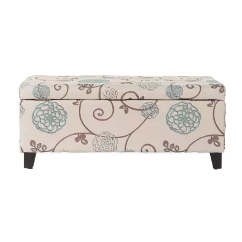 Breanna Tufted Upholstered Floral Ottoman