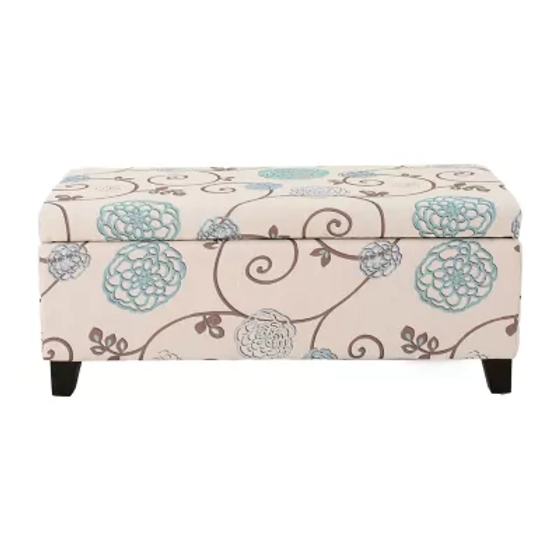 Breanna Tufted Upholstered Floral Ottoman