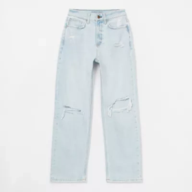 Arizona Juniors Ripped Womens Highest Rise Straight Leg Jean